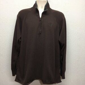 The North Face Sweater Mens XL Brown 1/4 Zip Pullover Cotton Wool Blend Long Slv